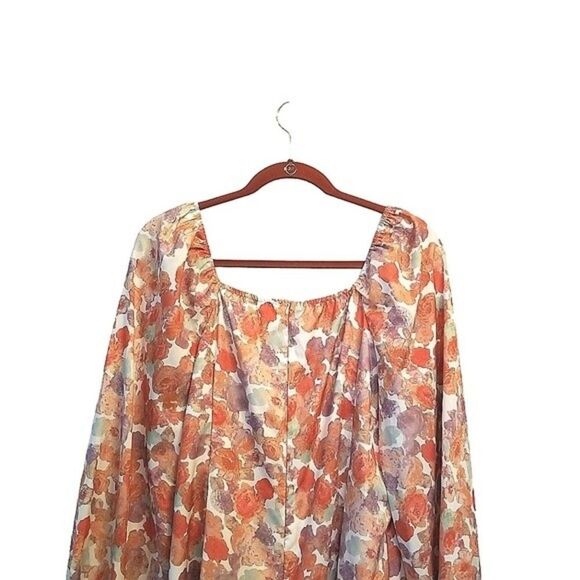 Shein Curve Floral Ruffle Sleeve Dress 1XL NWOT  2 0144 - Picture 4 of 5